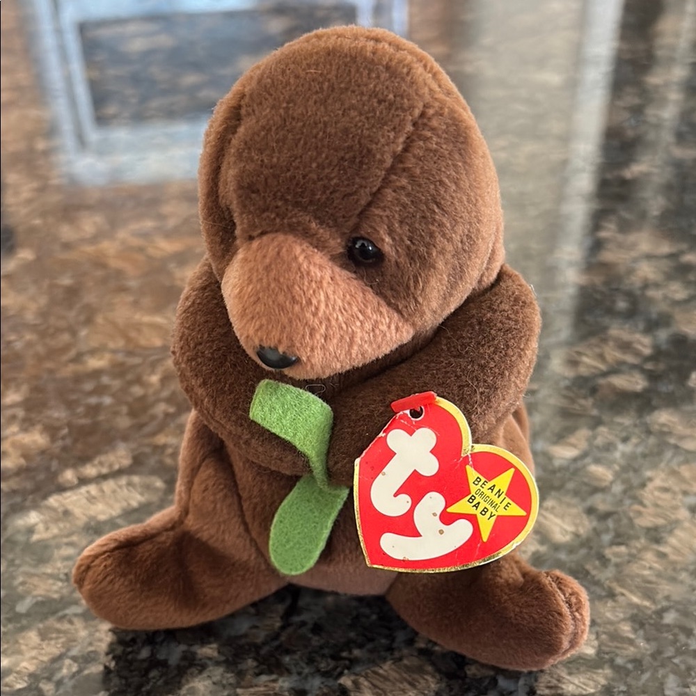 Ty “Seaweed” Rare Vintage Beanie Baby 3-19-1996 style 4080 Otter Tag Imperfect